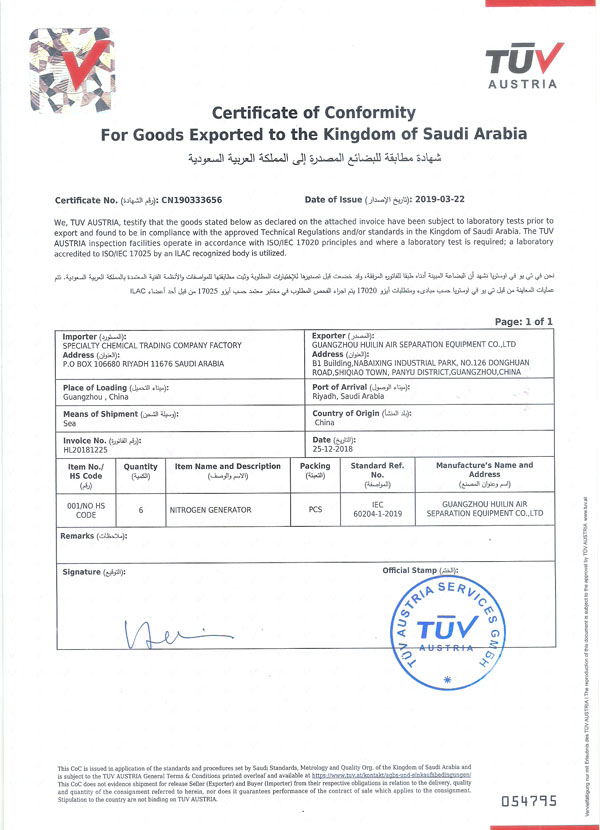 TUV Certificate No.:CN190333656